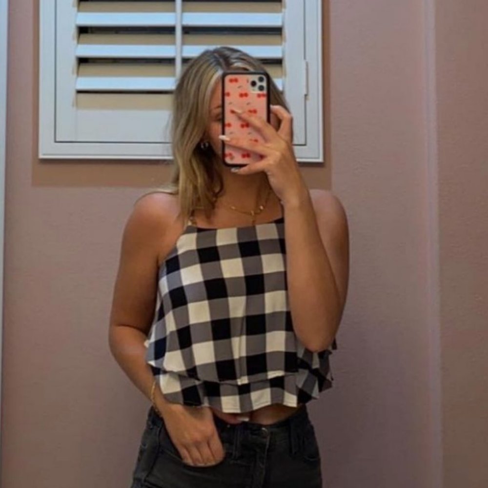 Checkered Tank Top Double Layered
